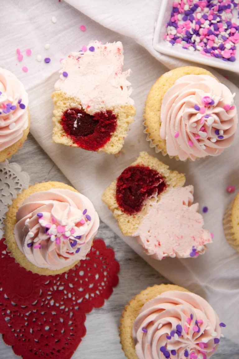 Cupcake heart surprise- Valentine's day cupcakes