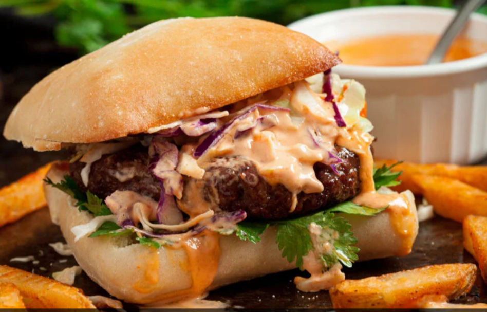 Asian Burgers with Sriracha Mayo