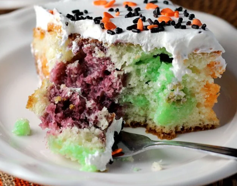 Halloween Jello Poke Cake -