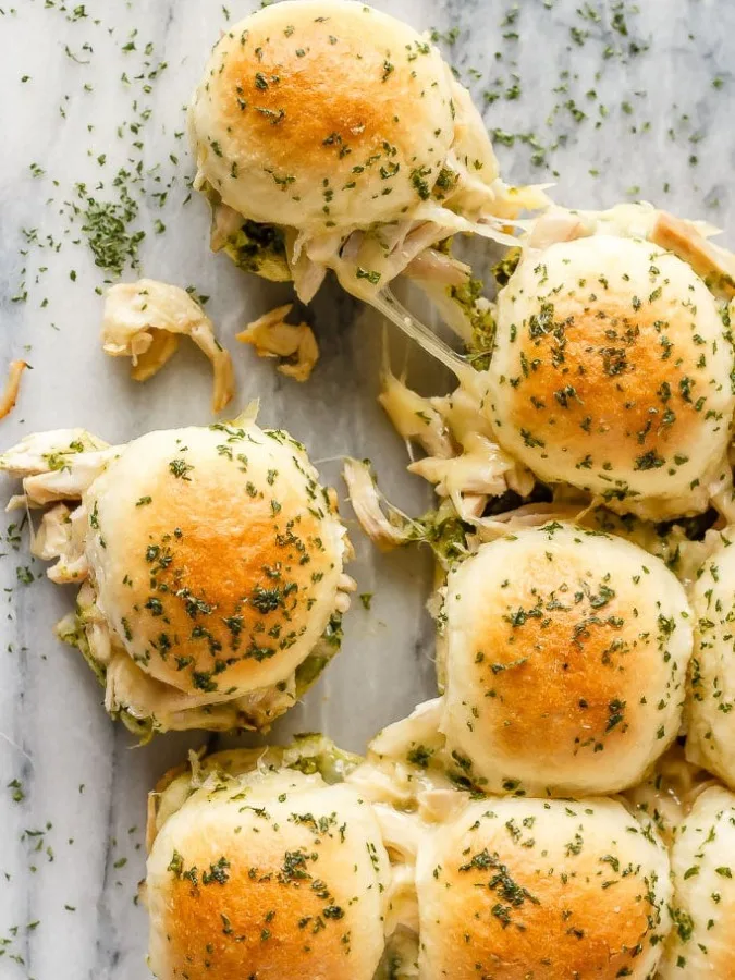 Pesto-Chicken-Pull-Apart-Sliders-